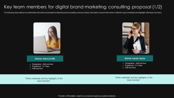 Key Team Members For Digital Brand Marketing Consulting Proposal Structure PDF