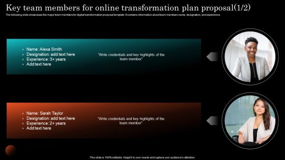 Key Team Members For Online Transformation Plan Proposal Formats PDF Key Team Members For Online Transformation Plan Proposal Formats PDF