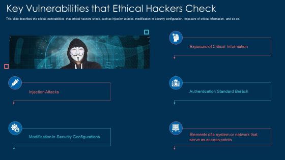 Key Vulnerabilities That Ethical Hackers Check Ppt Layouts Templates PDF Key Vulnerabilities That Ethical Hackers Check Ppt Layouts Templates PDF