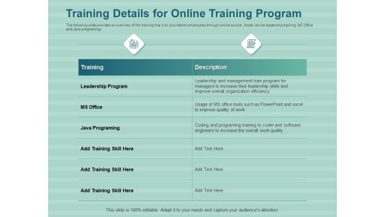 LMS Development Session Training Details For Online Training Program Ppt Gallery Guidelines PDF LMS Development Session Training Details For Online Training Program Ppt Gallery Guidelines PDF