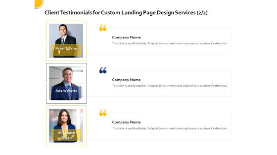 Landing Page Design Optimization Client Testimonials For Custom Landing Page Design Services Alizabeth Owen Elements PDF Landing Page Design Optimization Client Testimonials For Custom Landing Page Design Services Alizabeth Owen Elements PDF