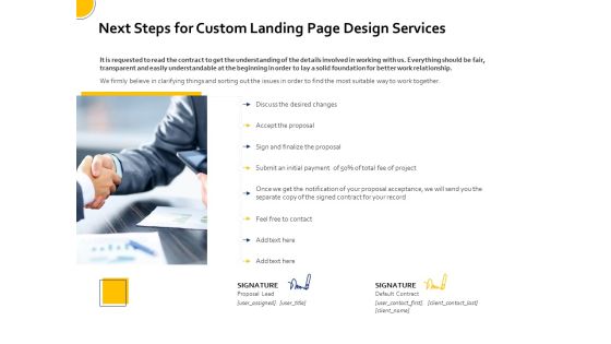 Landing Page Design Optimization Next Steps For Custom Landing Page Design Services Slides PDF Landing Page Design Optimization Next Steps For Custom Landing Page Design Services Slides PDF