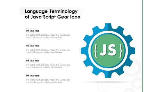 Language Terminology Of Java Script Gear Icon Ppt PowerPoint Presentation Slides Example Topics PDF