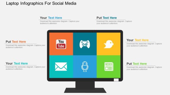Laptop Infographics For Social Media Powerpoint Templates Laptop Infographics For Social Media Powerpoint Templates