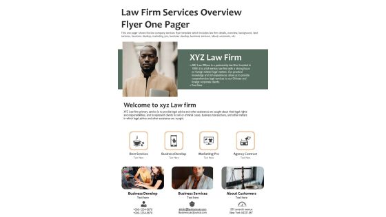 Law Firm Services Overview Flyer One Pager PDF Document PPT Template Law Firm Services Overview Flyer One Pager PDF Document PPT Template