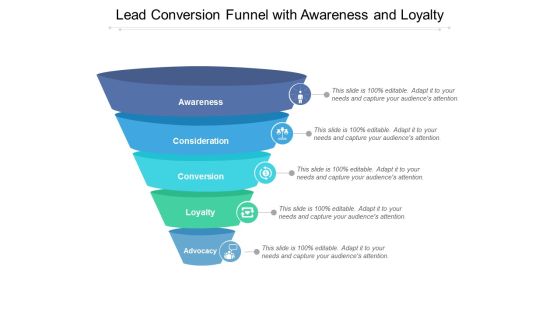 Lead Conversion Funnel With Awareness And Loyalty Ppt PowerPoint Presentation Icon Topics Lead Conversion Funnel With Awareness And Loyalty Ppt PowerPoint Presentation Icon Topics