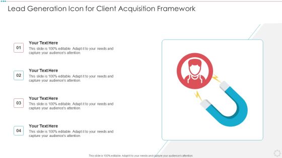 Lead Generation Icon For Client Acquisition Framework Sample PDF Lead Generation Icon For Client Acquisition Framework Sample PDF