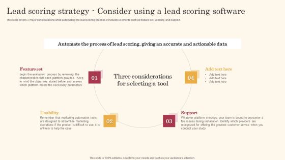 Lead Scoring Strategy Consider Using A Lead Scoring Software Improving Lead Generation Process Information PDF