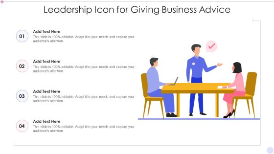 Leadership Icon For Giving Business Advice Brochure PDF