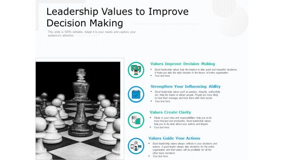 Leadership Values To Improve Decision Making Ppt PowerPoint Presentation Styles Demonstration PDF