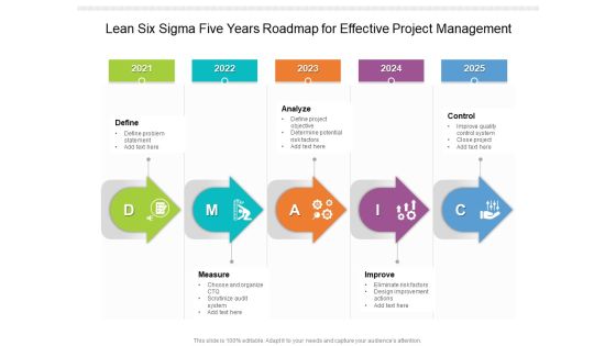Lean Six Sigma Five Years Roadmap For Effective Project Management Structure Lean Six Sigma Five Years Roadmap For Effective Project Management Structure