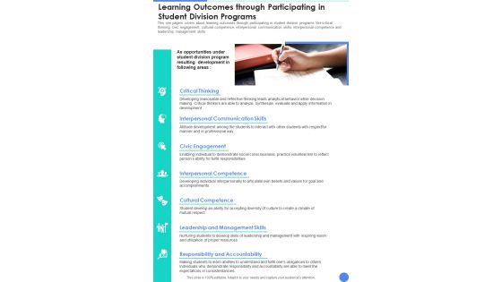 Learning Outcomes Through Participating In Student Division Programs One Pager Documents Learning Outcomes Through Participating In Student Division Programs One Pager Documents