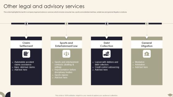 Legal Advisory Company Description Other Legal And Advisory Services Topics PDF Legal Advisory Company Description Other Legal And Advisory Services Topics PDF