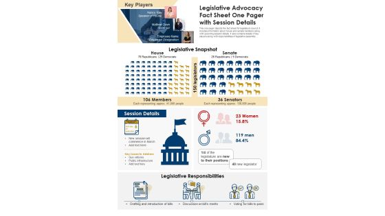 Legislative Advocacy Fact Sheet One Pager With Session Details PDF Document PPT Template Legislative Advocacy Fact Sheet One Pager With Session Details PDF Document PPT Template