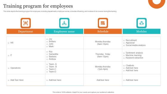 Leveraging NLP To Enhance Operational Efficiency Training Program For Employees Brochure PDF