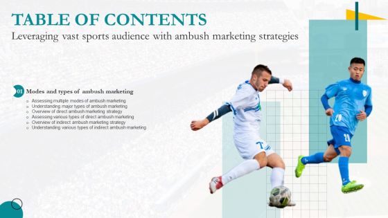 Leveraging Vast Sports Audience With Ambush Marketing Strategies Table Of Contents Ppt File Graphics Download PDF Leveraging Vast Sports Audience With Ambush Marketing Strategies Table Of Contents Ppt File Graphics Download PDF