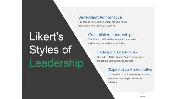 Likerts Styles Of Leadership Ppt PowerPoint Presentation Icon Likerts Styles Of Leadership Ppt PowerPoint Presentation Icon