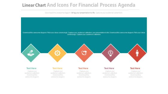 Linear Diamond Chart With Icons For Financial Progress Powerpoint Template Linear Diamond Chart With Icons For Financial Progress Powerpoint Template