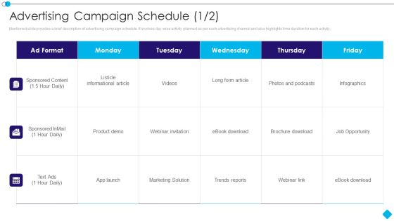 Linkedin Promotion Services Advertising Campaign Schedule Pictures PDF Linkedin Promotion Services Advertising Campaign Schedule Pictures PDF