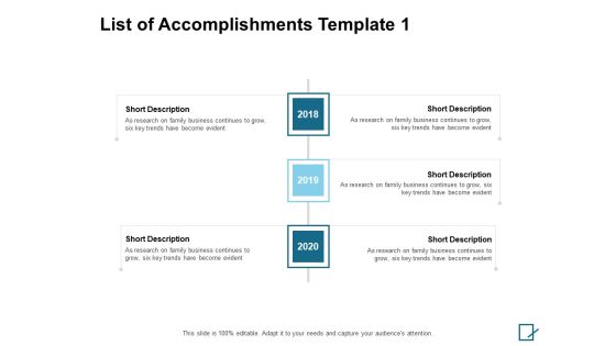 List Of Accomplishments 2018 To 2020 Ppt PowerPoint Presentation Ideas Graphics Example List Of Accomplishments 2018 To 2020 Ppt PowerPoint Presentation Ideas Graphics Example