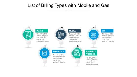 List Of Billing Types With Mobile And Gas Ppt PowerPoint Presentation Outline Tips PDF List Of Billing Types With Mobile And Gas Ppt PowerPoint Presentation Outline Tips PDF