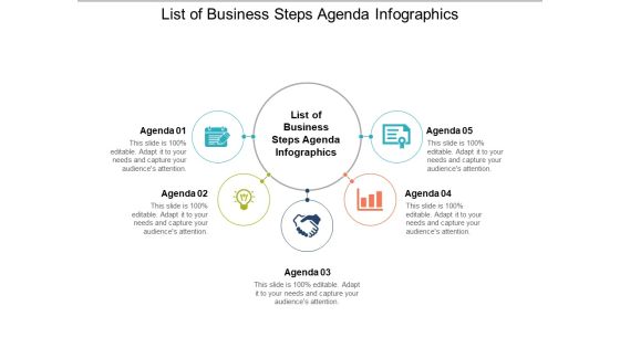 List Of Business Steps Agenda Infographics Ppt PowerPoint Presentation Portfolio Icon