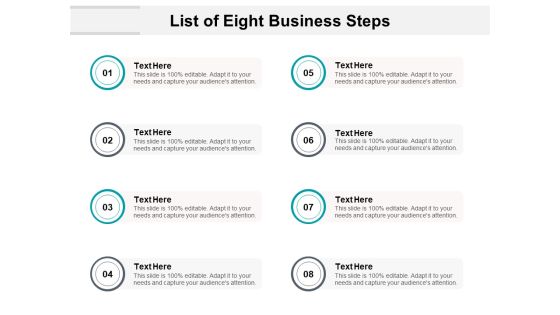 List Of Eight Business Steps Ppt PowerPoint Presentation Layouts Aids List Of Eight Business Steps Ppt PowerPoint Presentation Layouts Aids