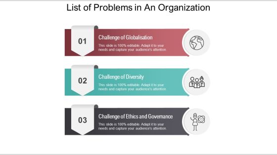 List Of Problems In An Organization Ppt PowerPoint Presentation Portfolio Clipart Images