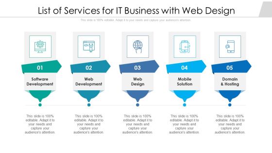 List Of Services For IT Business With Web Design Ppt PowerPoint Presentation Icon Model PDF List Of Services For IT Business With Web Design Ppt PowerPoint Presentation Icon Model PDF