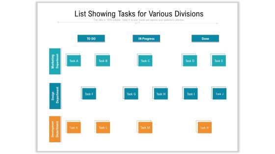 List Showing Tasks For Various Divisions Ppt PowerPoint Presentation Ideas Information PDF