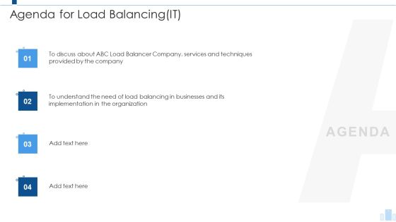 Load Balancing IT Agenda For Load Balancing It Structure PDF Load Balancing IT Agenda For Load Balancing It Structure PDF