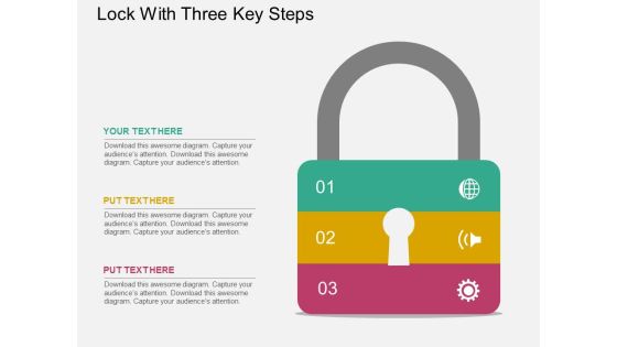 Lock With Three Key Steps Powerpoint Templates