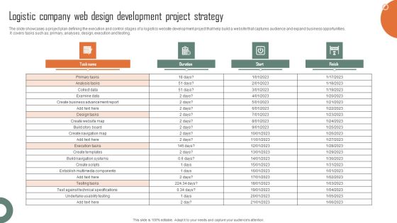 Logistic Company Web Design Development Project Strategy Brochure PDF