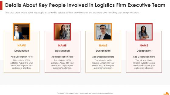 Logistics Company Capital Funding Elevator Details About Key People Involved Demonstration PDF