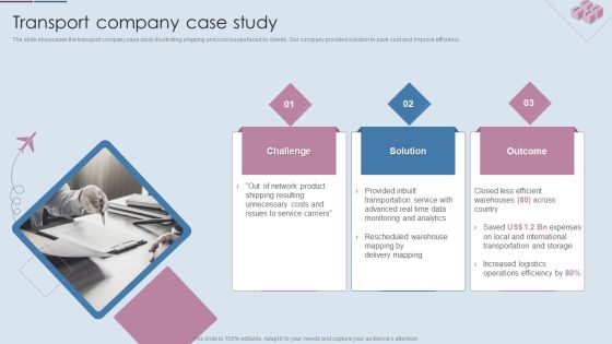 Logistics Shipment Company Profile Transport Company Case Study Icons PDF