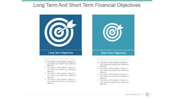 Long Term And Short Term Financial Objectives Ppt PowerPoint Presentation Background Image