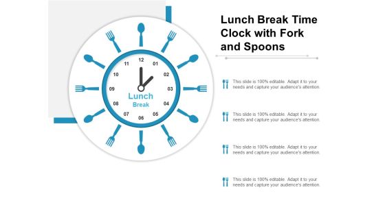 Lunch Break Time Clock With Fork And Spoons Ppt PowerPoint Presentation File Portrait