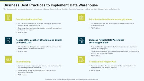 MIS Business Best Practices To Implement Data Warehouse Ppt PowerPoint Presentation Summary Example File PDF