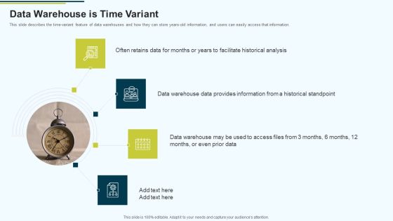 MIS Data Warehouse Is Time Variant Ppt PowerPoint Presentation Picture PDF