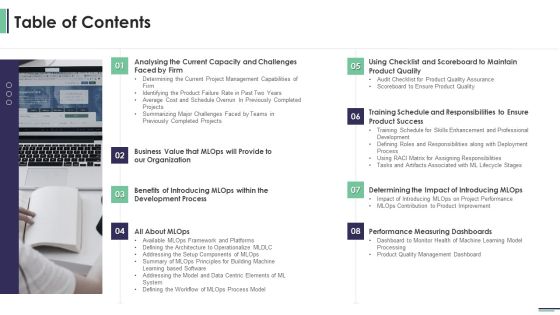 Machine Learning Development And Operations Cycle IT Table Of Contents Brochure PDF Machine Learning Development And Operations Cycle IT Table Of Contents Brochure PDF