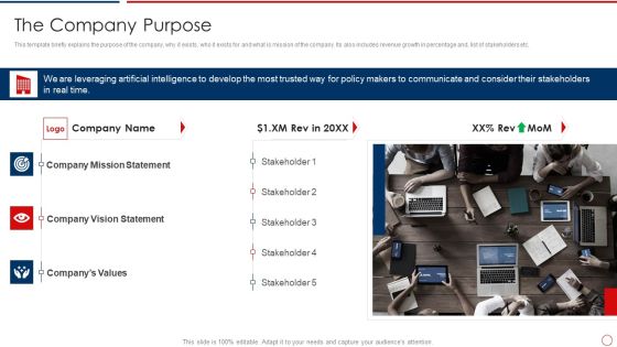 Machine Learning Investor Pitch Deck The Company Purpose Ppt Pictures Example Introduction PDF Machine Learning Investor Pitch Deck The Company Purpose Ppt Pictures Example Introduction PDF