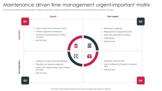 Maintenance Driven Time Management Urgent Important Matrix Slides PDF Maintenance Driven Time Management Urgent Important Matrix Slides PDF