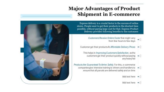 Major Advantages Of Product Shipment In E Commerce Ppt PowerPoint Presentation Gallery Background Image PDF Major Advantages Of Product Shipment In E Commerce Ppt PowerPoint Presentation Gallery Background Image PDF