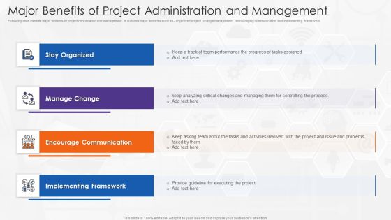 Major Benefits Of Project Administration And Management Infographics PDF