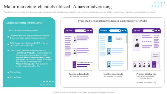 Major Marketing Channels Utilized Amazon Advertising Infographics PDF Major Marketing Channels Utilized Amazon Advertising Infographics PDF