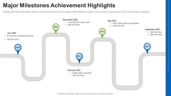 Major Milestones Achievement Highlights Ppt Infographics Example PDF