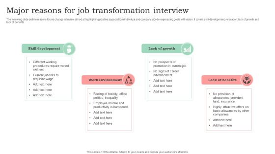 Major Reasons For Job Transformation Interview Infographics PDF