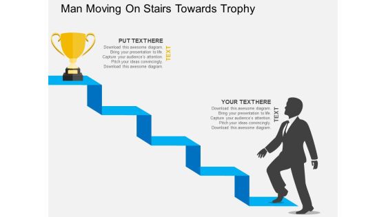 Man Moving On Stairs Towards Trophy Powerpoint Templates Man Moving On Stairs Towards Trophy Powerpoint Templates