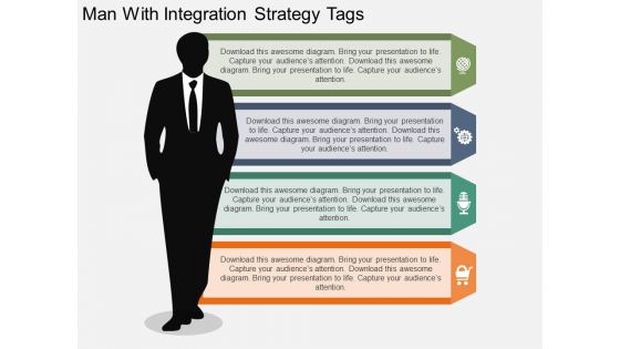 Man With Integration Strategy Tags Powerpoint Template