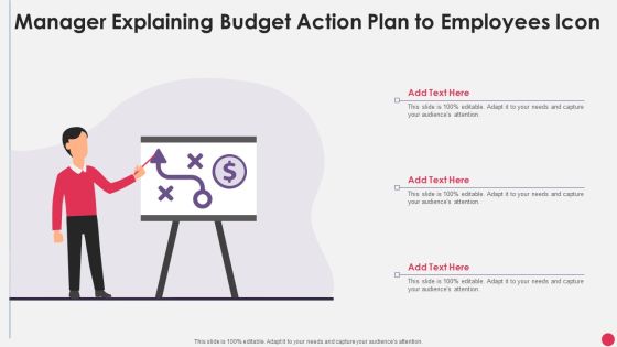 Manager Explaining Budget Action Plan To Employees Icon Information PDF Manager Explaining Budget Action Plan To Employees Icon Information PDF